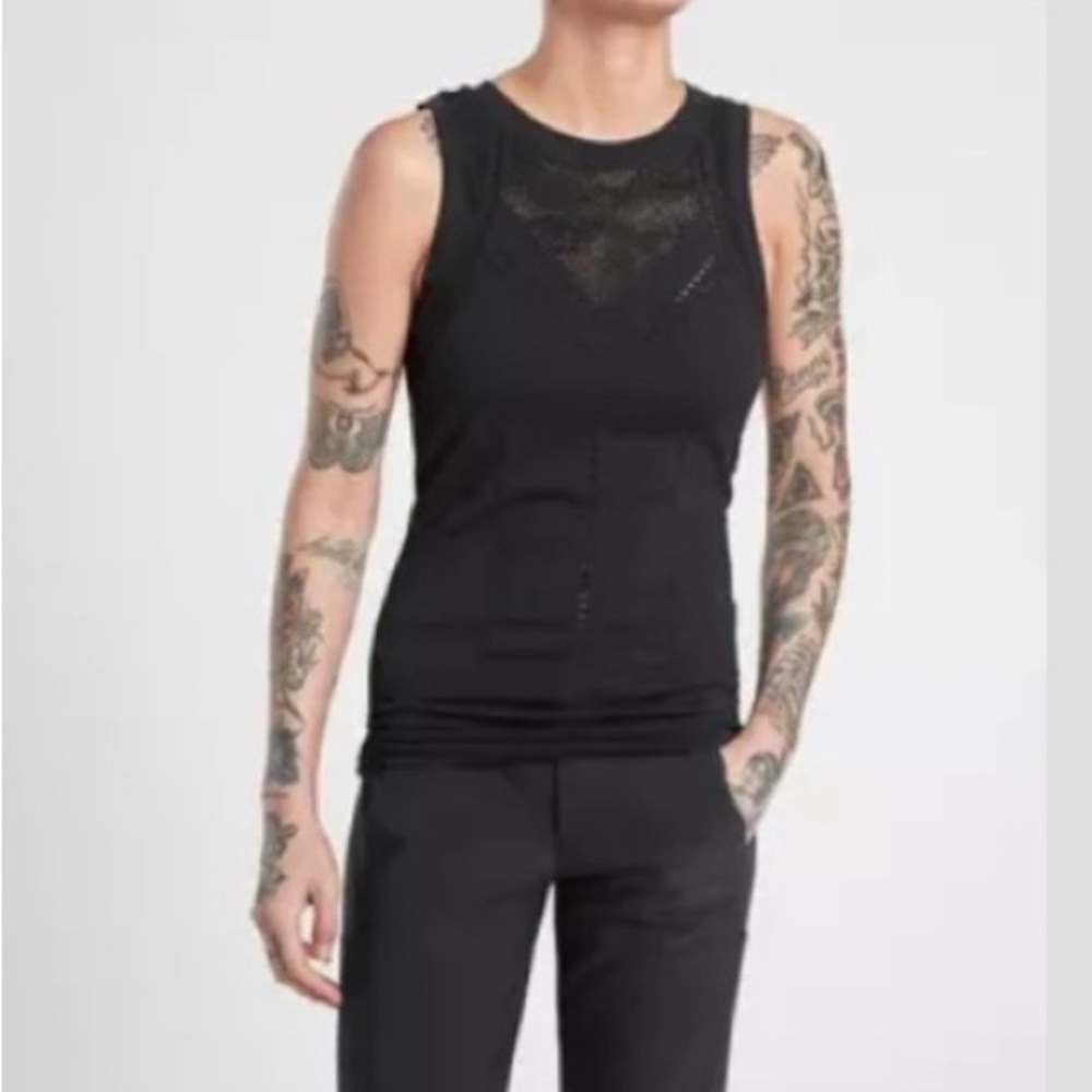 Athleta Black Oxygen Mesh Tank Top
